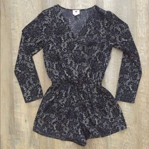 Black Lace Print Romper